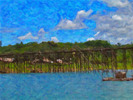 Thumbnail Wooden Bridge Thailand in Oil Digital Photo