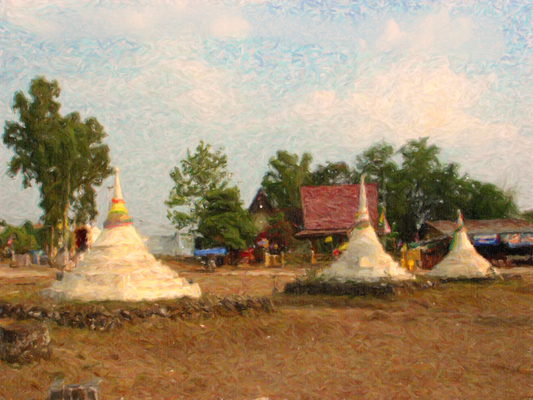 Product picture Three Pagoda Pass Thailand in Oil Paint Digital Photo